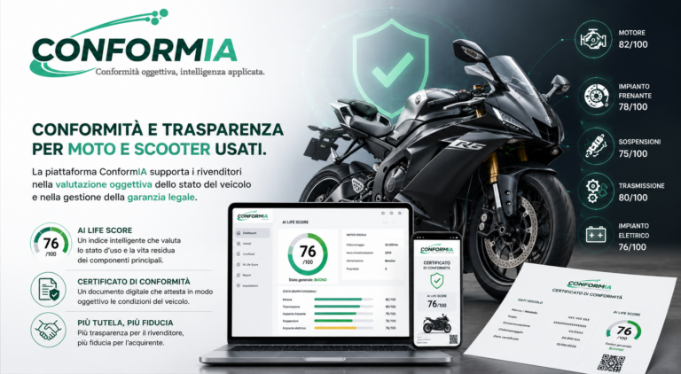 ConformIA porta l’innovazione digitale anche nel mercato delle moto e degli scooter usati